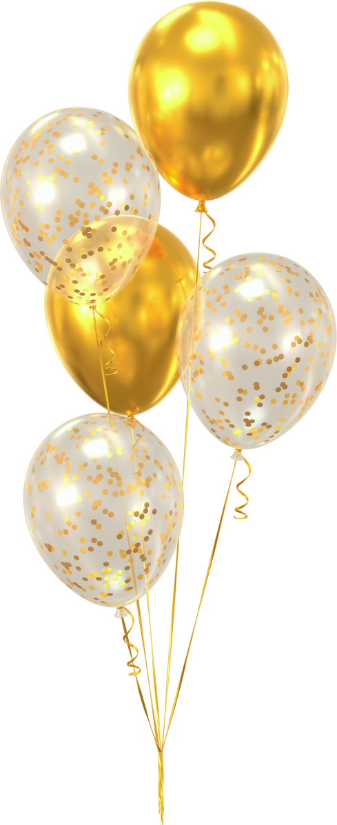 Gold and transparent party balloons